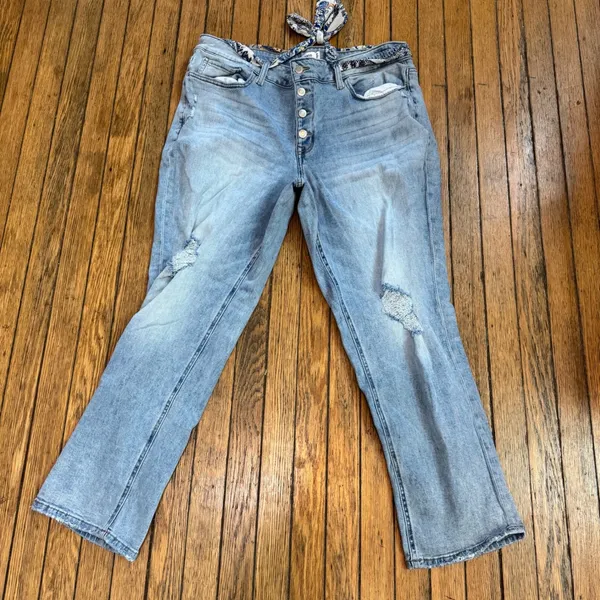 M‎ Jeans by Maurice's Distressed Denim Straight Leg Ankle Jeans 22W - Image 13