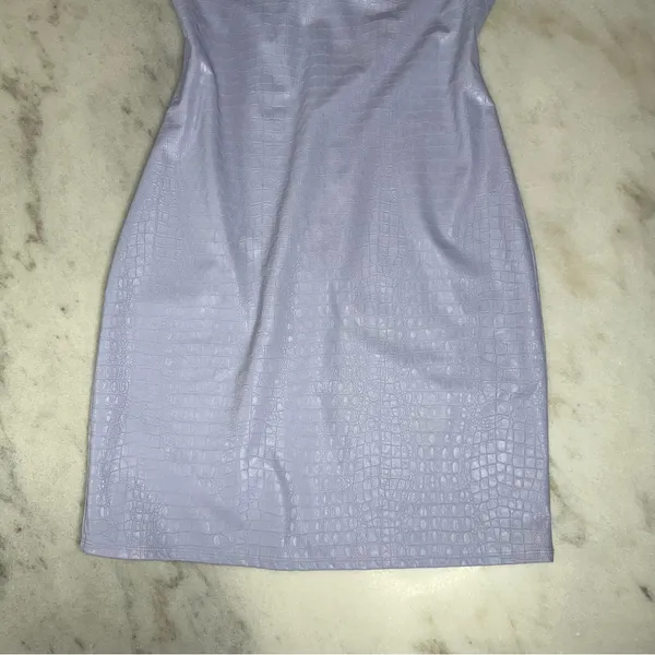 Naked Wardrobe 1X Lavender Croc Embossed Strapless Faux Leather Mini Dress - Image 7