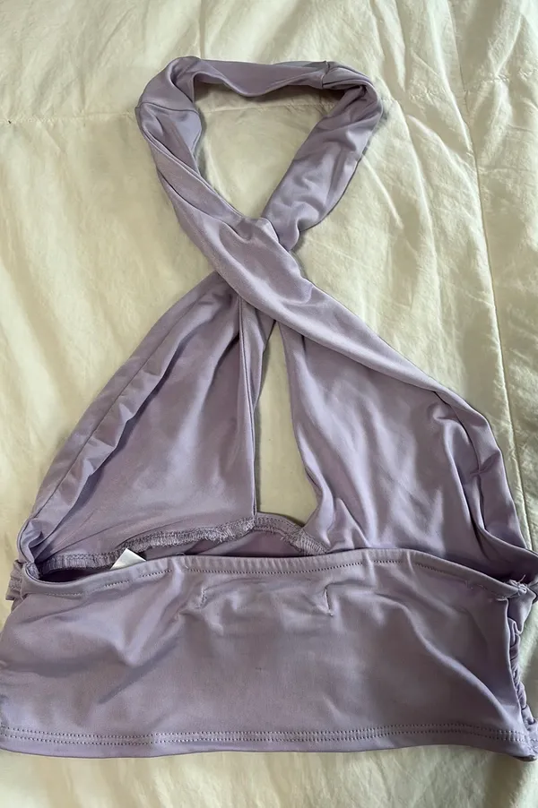 Urban Outfitters Purple Cross Neck Top - Image 2