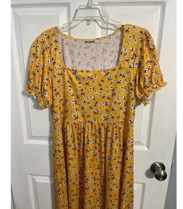 MYONE Boho Floral Print Square Neck Midi Dress Size XL New Without Tag - Image 4