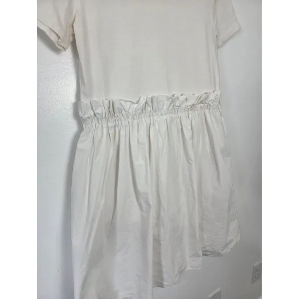 English Factory White Shirt Dress Ruffled Waist Pockets Tea Party Yacht Brunch M - Image 11