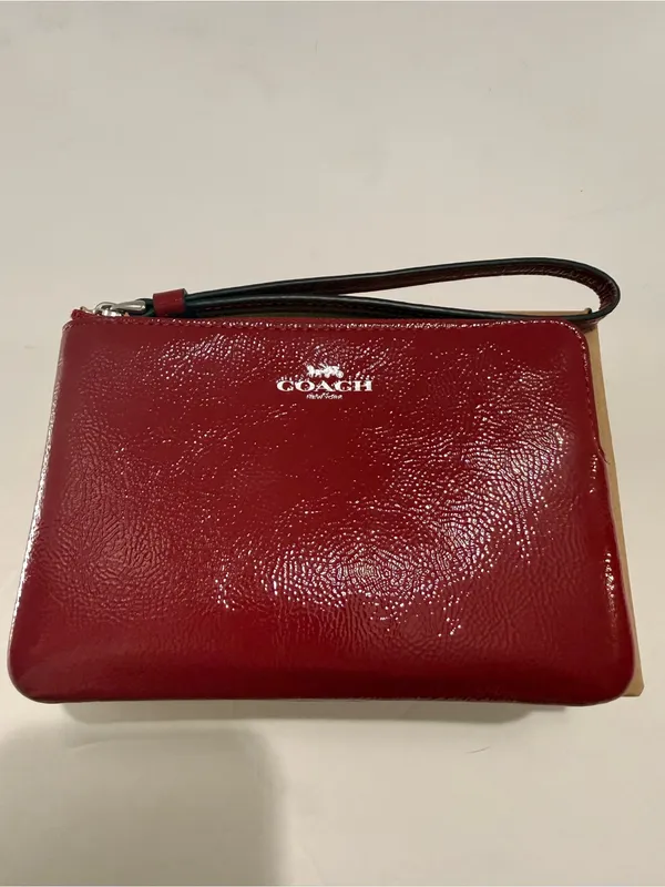 Coach Red Patent Leather Zip Wristlet - Image 2