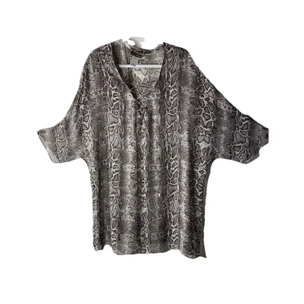 Tommy Bahama Top XL Cover‎ Up Beach Pool Animal Print Lace Up Long Chic Sheer - Image 7