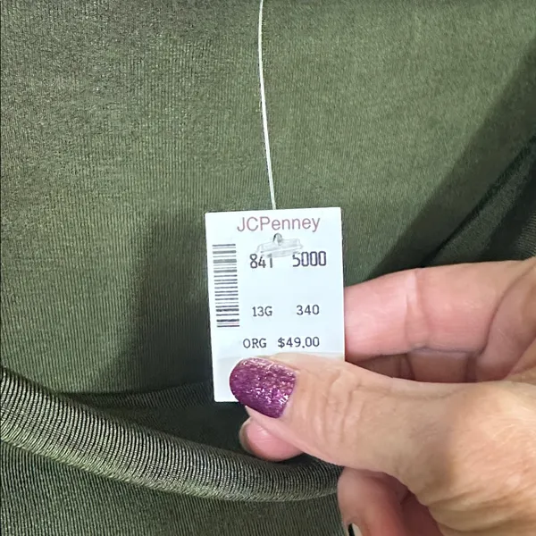 Olive Green Drape Neck Top Size L - Image 3