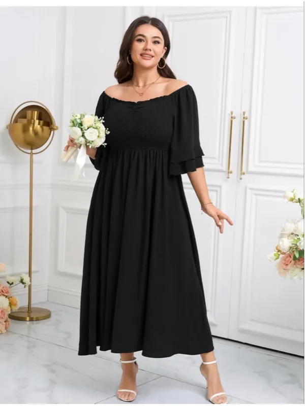 NEW Plus Size Smocked Square Neck Short Sleeve Dress 1X - Image 8