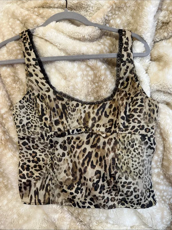 Zara Satin Leopard Print Scoop Neck Tank Top - Women - Image 2