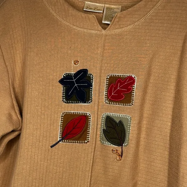 Vintage Bobbie Brooks Fall Themed Shirt Tan Size XL - Image 2