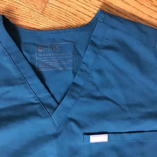 FIGS Teal Green V-Neck Scrub Top - Image 2