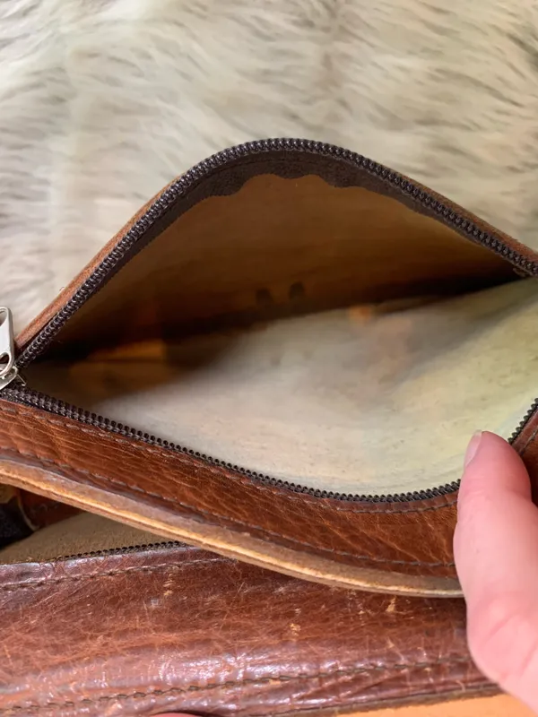 Vintage Leather Boho Hippie Purse - Image 9