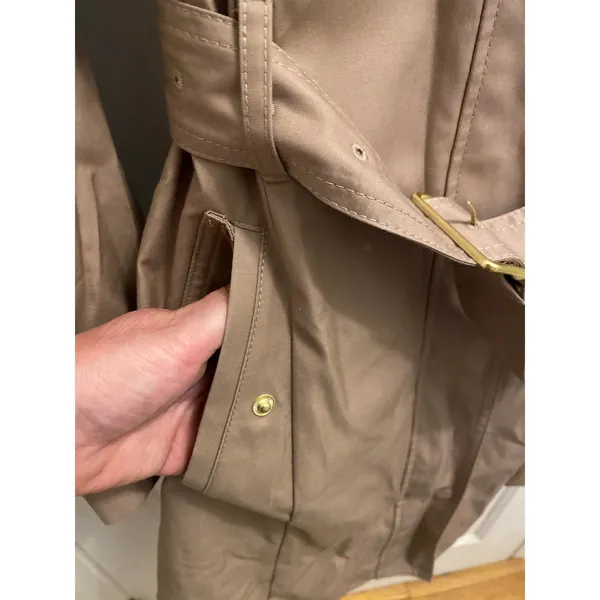 Cole Haan Belted Trench Coat Women Small Taupe Khaki Water Resistant Jacket NWOT - Image 4