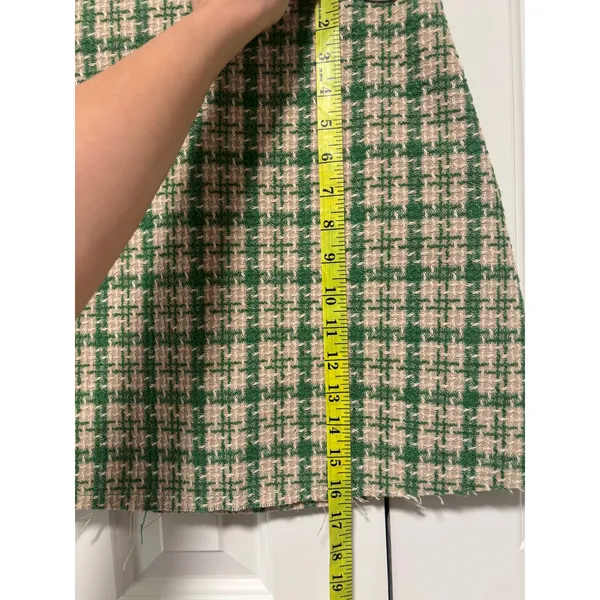 Princess Polly Green and Tan Tweed Mini Skirt US 4 - Image 4