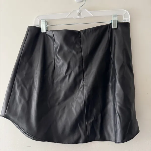 ASOS Black Faux Leather Mini Skirt Curved‎ Hem - Image 7