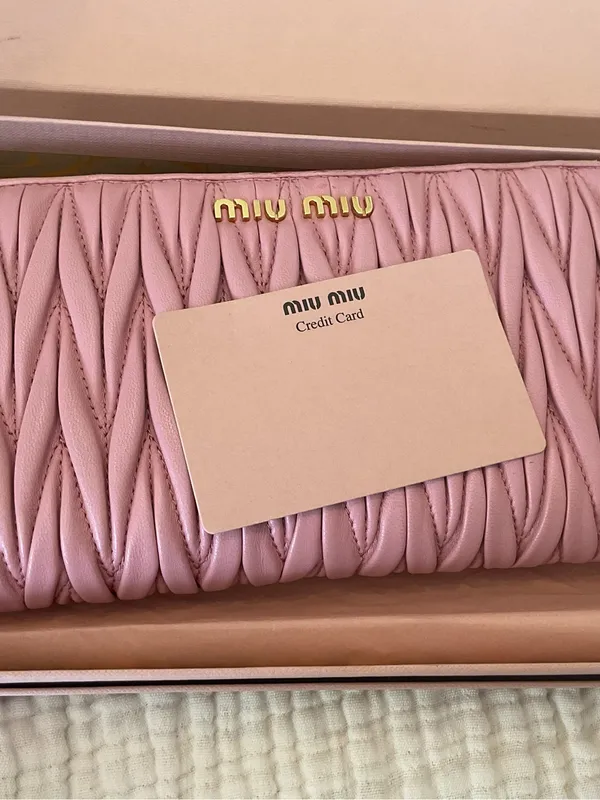 Miu Miu Matelasse Zip Wallet Pink Gold w/ Box - Image 7
