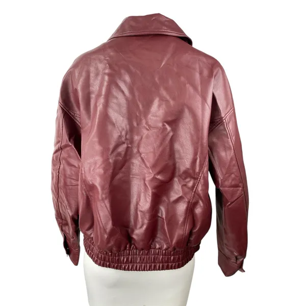 NEW Pretty Garden Women's Red Faux Vegan Leather Full Zip Moto Coat Jacket Sz S - Image 2