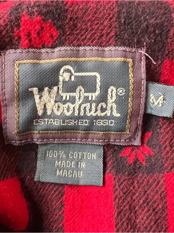 Woolrich Vintage Buffalo Plaid Holiday Flannel Shirt Red Black - Medium - Image 3