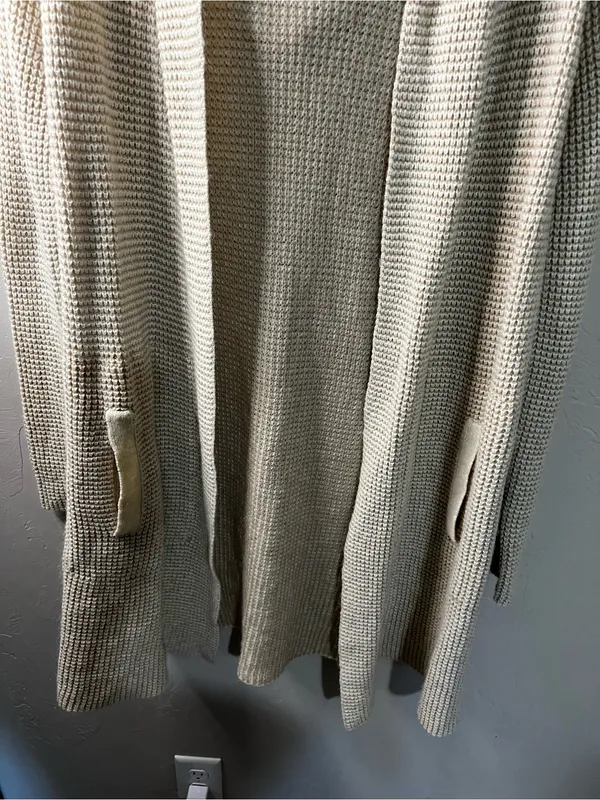 Carve Designs Alamosa Cream Wool Alpaca Blend Waffle Knit Hooded Long Cardigan - Image 4