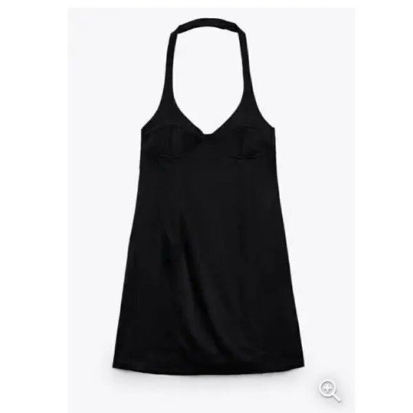 NEW ZARA Satin Bustier Mini Dress Black LARGE - Image 9