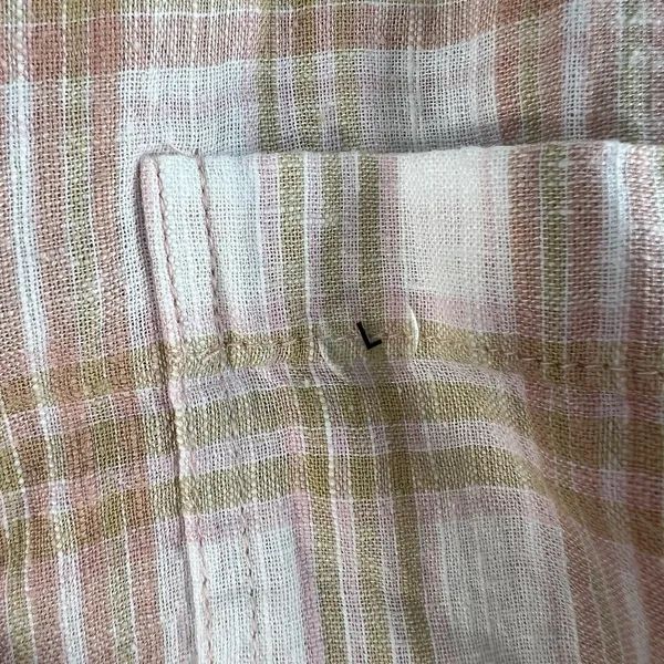 American Eagle Sz L Shirt Oversized Linen Plaid Button Up Boho Relaxed Fit Top - Image 6
