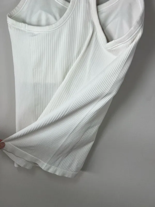 Lululemon Ebb to Street Tank Top White Ribbed Built In Bra Racerback Athletic 8 - Image 11