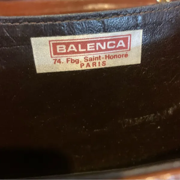 Vintage Balenca Brown Leather Framed Front Flap Shoulder Bag Or Clutch - Image 14