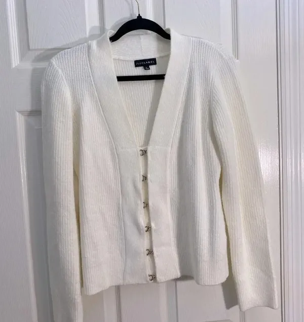 Elegant JLUXLABEL Cream Women's Sweater/cardigan size L - Image 9