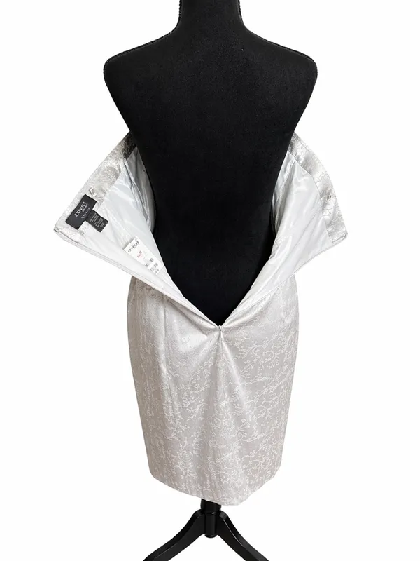 Express Strapless Ivory Jacquard Sheath Dress - Image 4