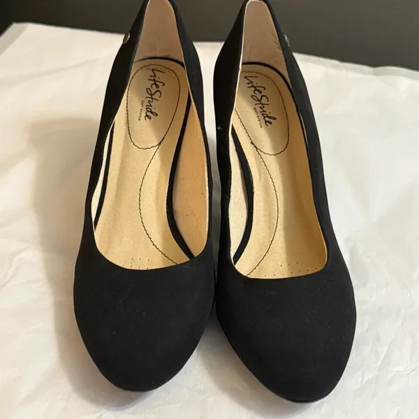 LifeStride Soft System Black‎ Fabric Pumps Kitten Heels Womens 11M Round Toe - Image 2