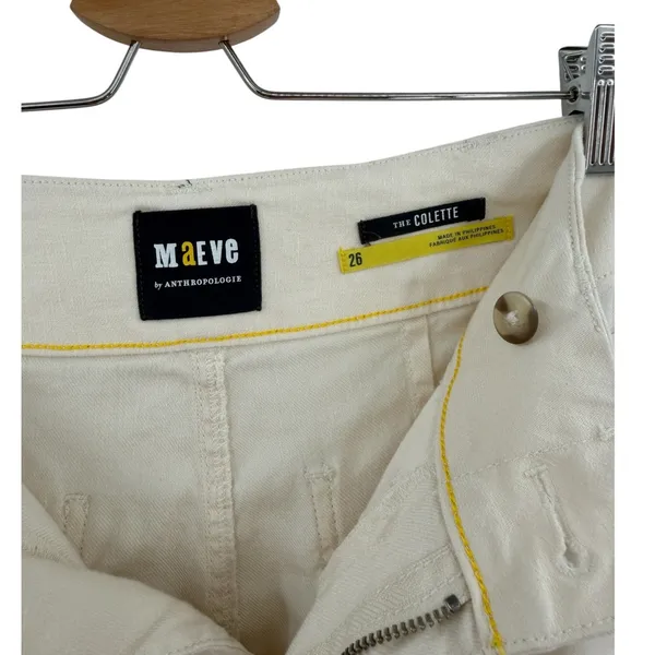 Anthropologie Maeve Colette Linen Wide Leg Cropped Pants Ivory Cream Size 26 - Image 9