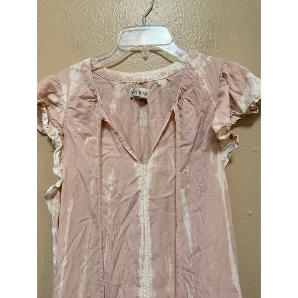 KNOX ROSE Pink Tie Dye Tiered Ruffle Sleeve Mini Dress XXL‎ - Image 5