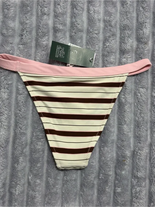 wild fable Pink and Brown Striped Bikini Bottom - Image 2