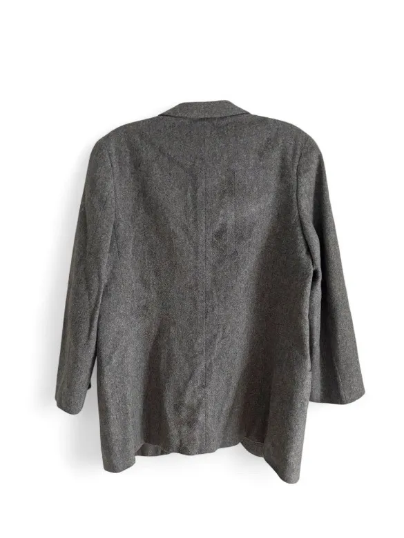 Vintage LL Bean Classic Gray Wool Cashmere Blend Blazer Size 14R Academia Preppy - Image 3