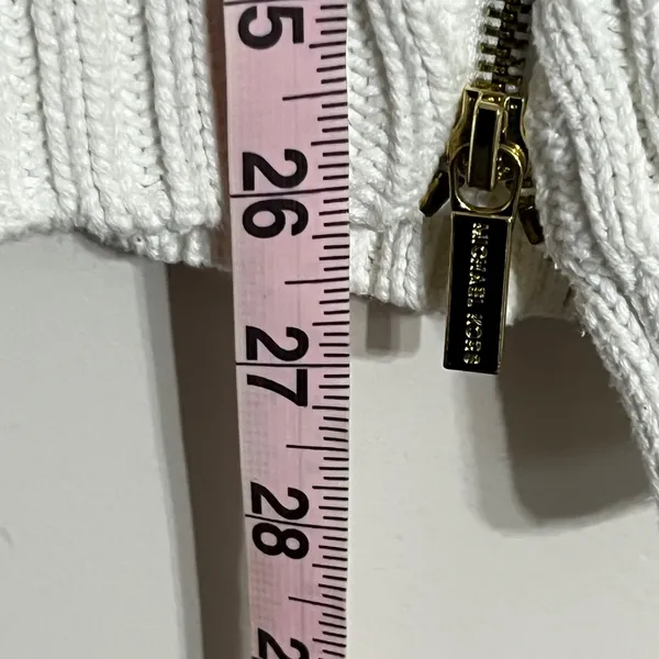 Michael Michael Kors White Cable‎ Knit Side Zip Sweater Womens Medium - Image 9