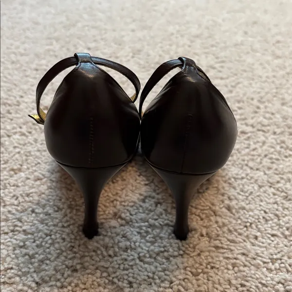 Charles David Dark Brown Stiletto Heels, Caged Design OnToe And Ankle Strap. - Image 4