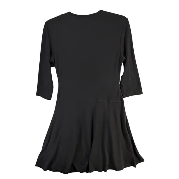 Garnet Hill Brianna Faux Wrap Knit‎ Dress Womens Size M Black Surplice Feminine - Image 6