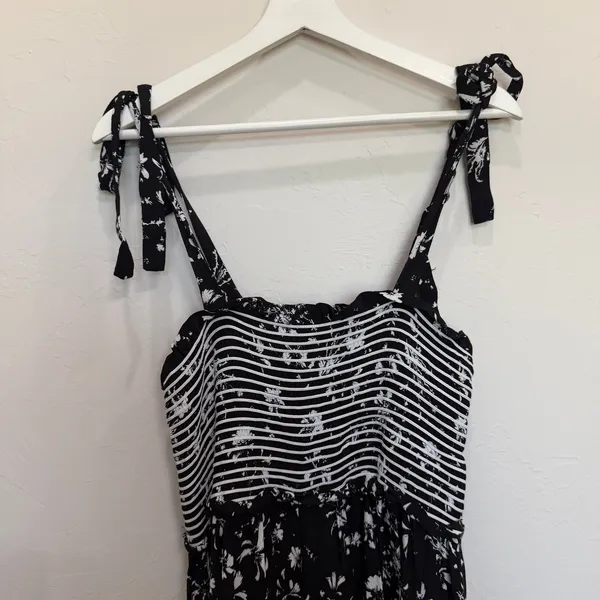 Free People M Black Floral Color My World Wide Leg Jumpsuit Anthropologie Boho - Image 4