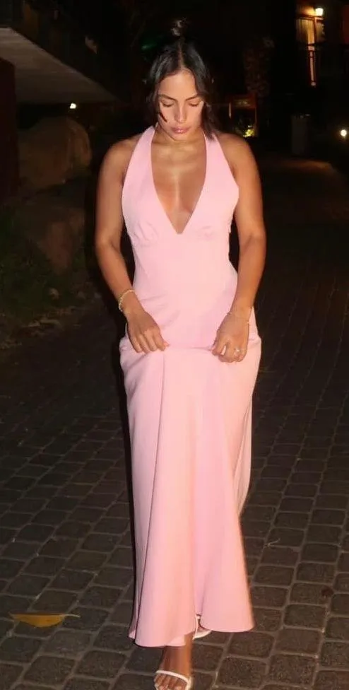 Zara Pink Backless Halter Dress wedding maxi long evening party coctail - Image 8