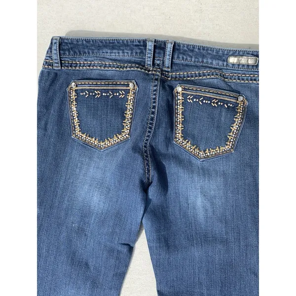 Rock 47 by Wrangler Women’s 11/12 Bootcut Jeans 33x34 Blue Rhinestone Pockets - Image 10