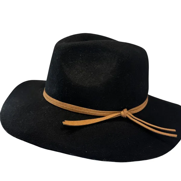 Black‎ Wool Rancher Fedora Wide Brim Western Boho Festival Minimalist Hat OSFA - Image 6