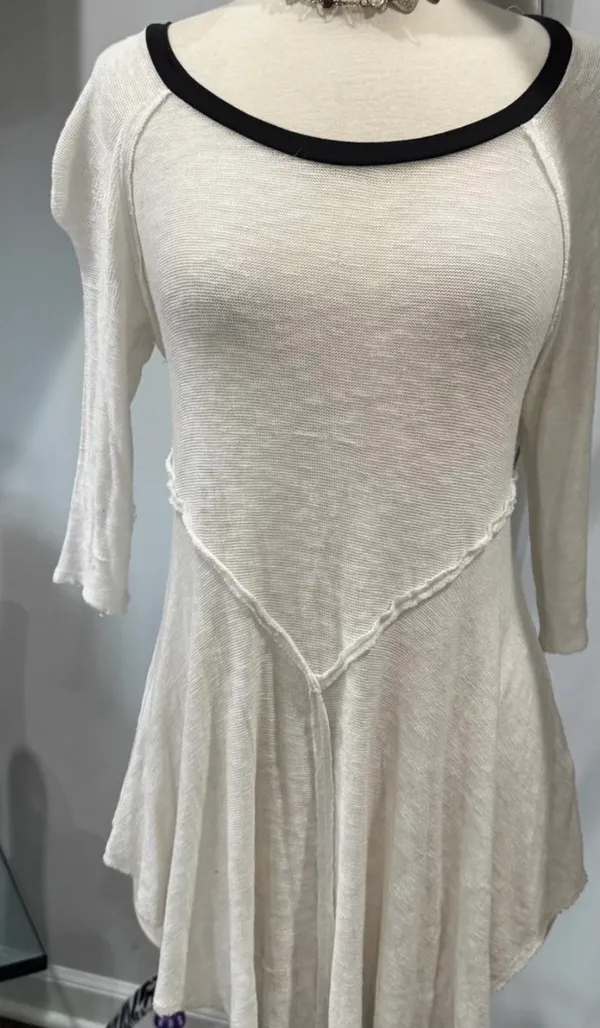 Free People Intimately Off-White with Black 3/4 Sleeve Weekend Layering Top - Image 2