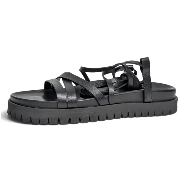 LITA by Ciara Black Leather Gladiator Lug Sole Sandals Goth Bikercore EU 39 NIB - Image 3