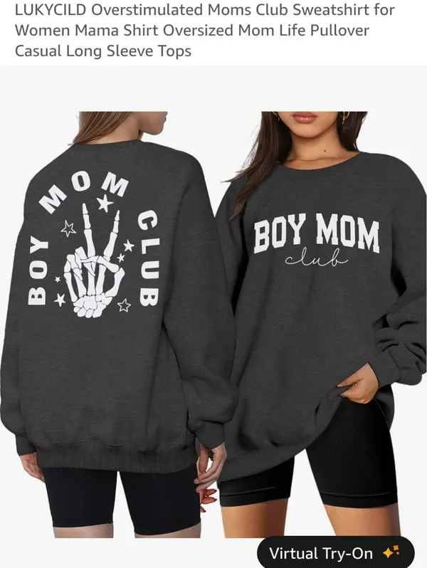 Boy Mom Club Graphic Sweatshirt - Dark Gray Size Small New - Image 2