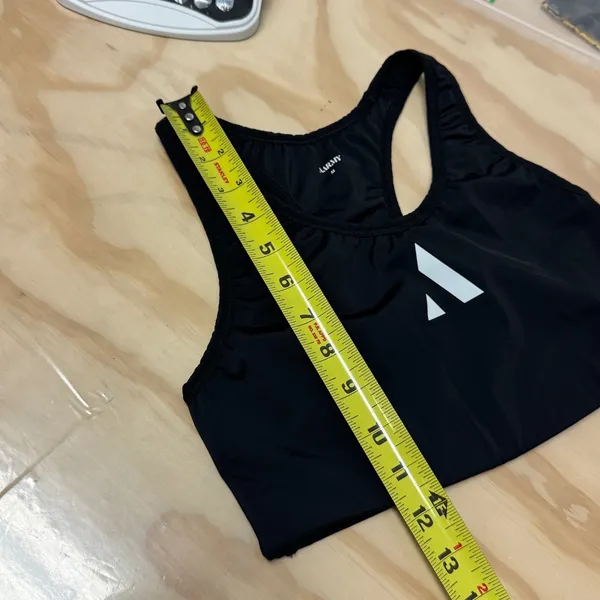 AARMY‎ Black Racerback Sports Bra Medium Logo Activewear Workout Top - Image 9