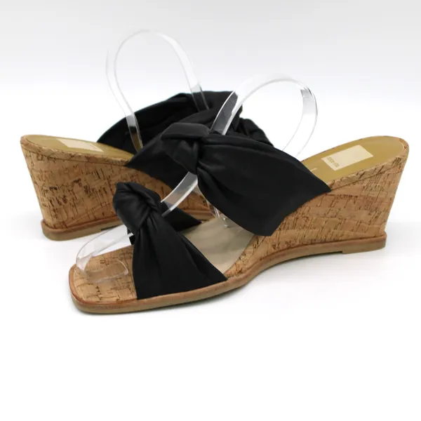 Dolce Vita‎ Womens 9.5 Naji Knotted Cork Wedge Sandal Black Summer Beachy Boho - Image 10