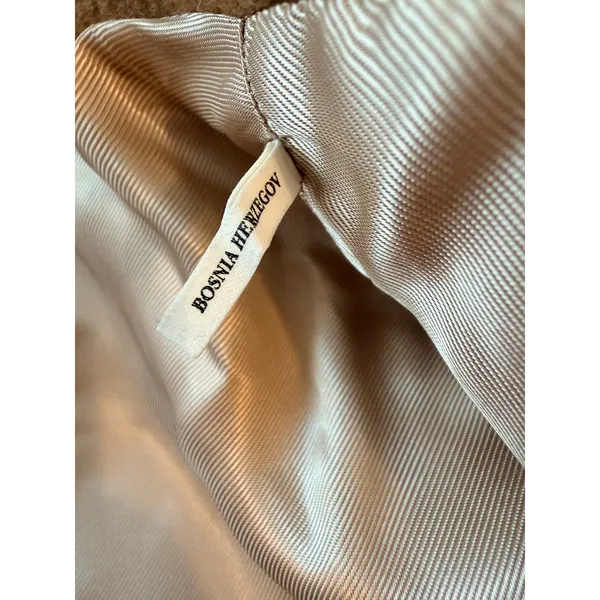 Sandro Straight Cut Brushed Wool Coat Double Breasted Long Camel Brown 36 S - Image 14