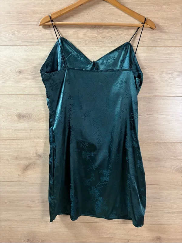 Romwe Satin Dark Green Slip Dress - US 8-10 - Image 5