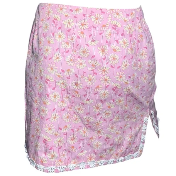 Lilly Pulitzer Vintage White Label Women’s Size 2 Pink Daisy Print Mini Skirt - Image 4