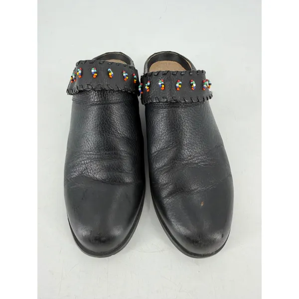 Ariat Clogs Women 8.5 Black Leather Beaded Whipstitch Western Boho Mules - Image 2