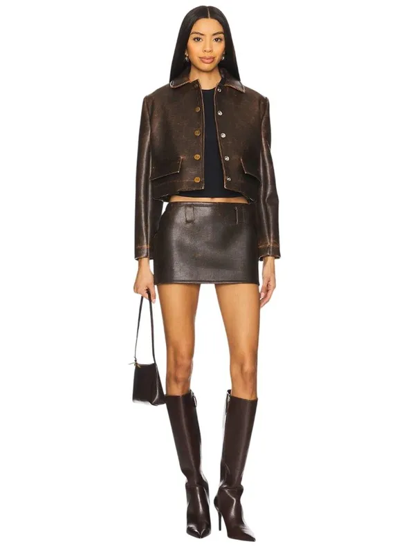 Milkwhite Mini Skirt in Used Small New Womens Faux Leather Vegan - Image 12