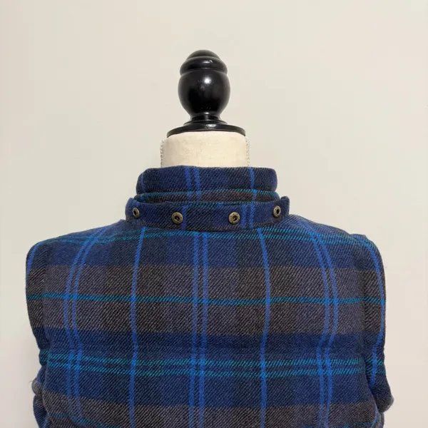 Boden Blue Brown Plaid Wool Blend Zip Up Hooded Puffer Pembroke Down Vest 6 - Image 7