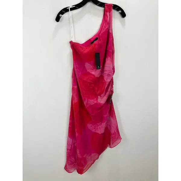 Lulus Pretty Serene Pink Floral One-Shoulder Asymmetrical Midi Dress Medium NWT - Image 5